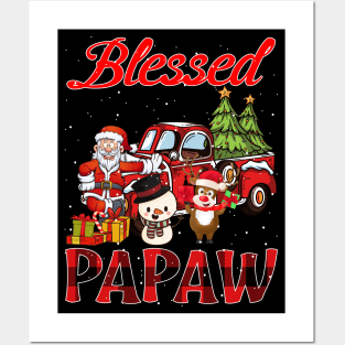 Blessed Papaw Red Plaid Christmas Posters and Art